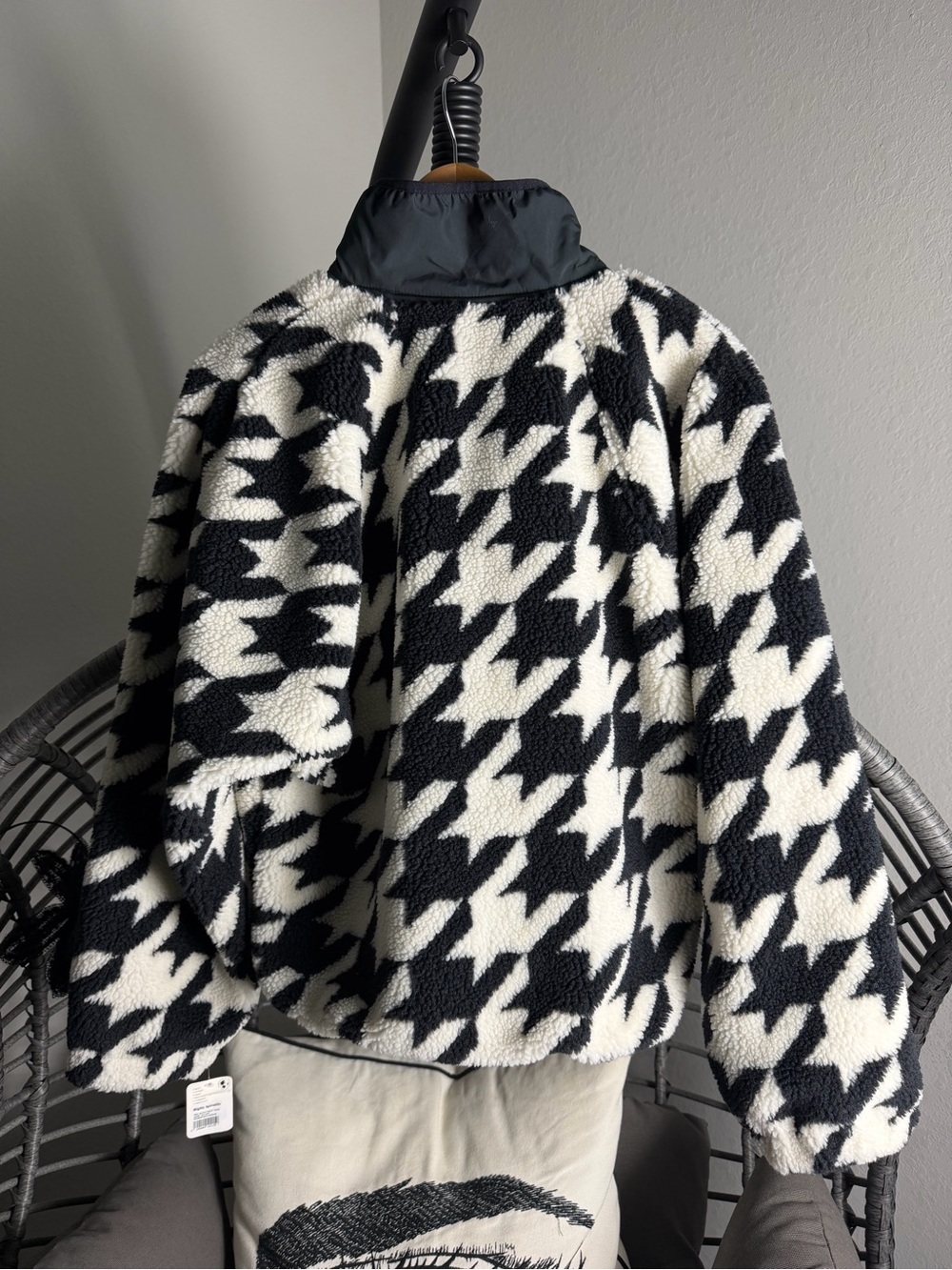 Free People Hit The Slopes Printed Fleece Jacket Houndstooth M - Picture 5 of 9